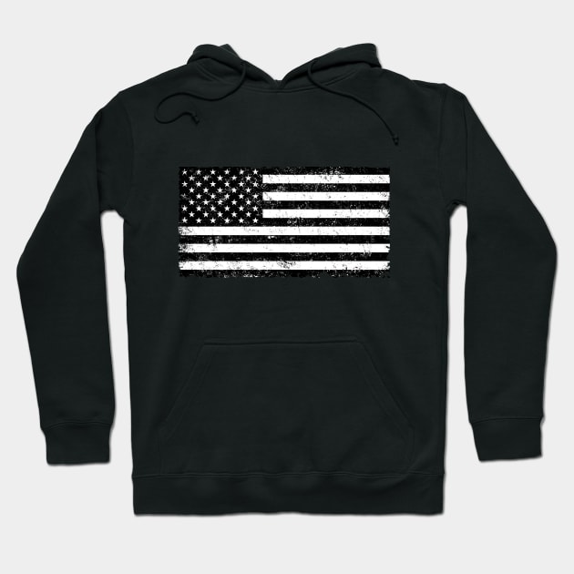 US Flag, Black and White Hoodie by cartogram